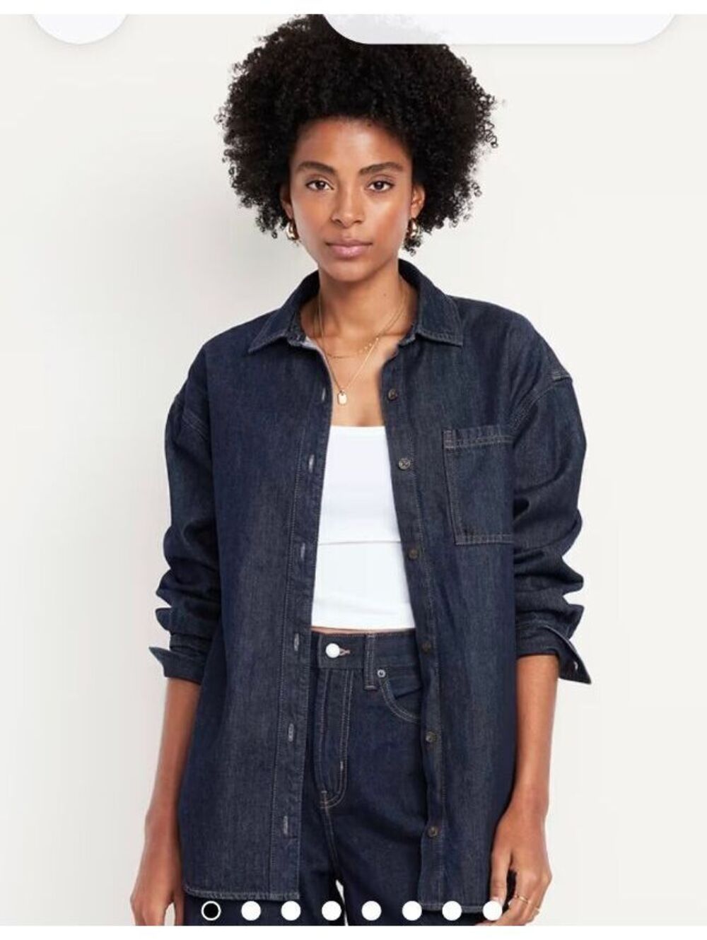 Old Navy Oversized Boyfriend Button-Down Jean Shirt dark wash NWT